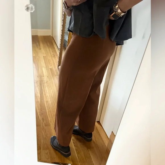 Joie Brown High Waisted Wide Leg Cropped Pants - Picture 4 of 9